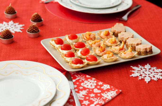 Tartlets with filling New Year's dishes in tartlets